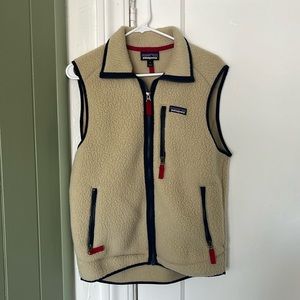 Men's Retro Pile Fleece Vest- Khaki. Size Small.